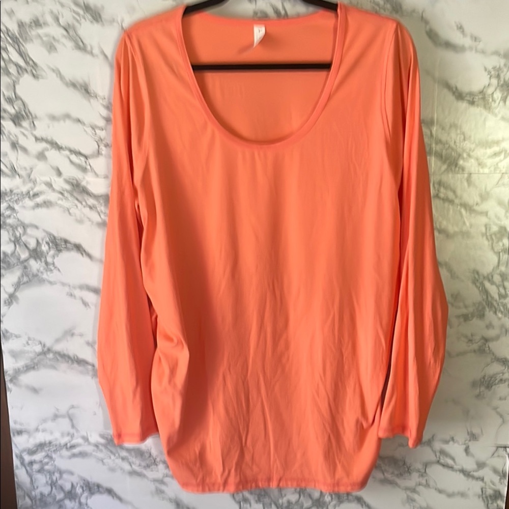 Livi 14/16 Orange Ribbed Long Sleeve Top